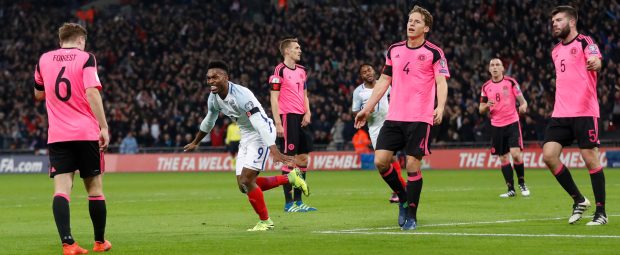 Scotland rue the breakthrough goal from England striker Daniel Sturridge