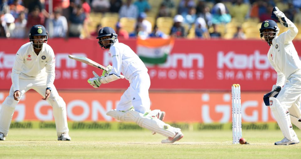 Cheteshwar Pujara and Wriddhiman Saha right) watch teen England star Haseeb Hameed thrive on his Test bow 