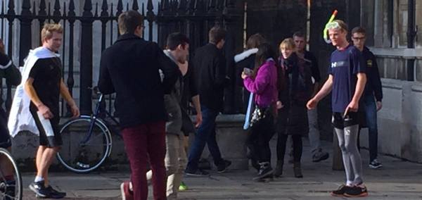  Seething locals saw the antics outside Great St Mary’s Church at 12:15pm