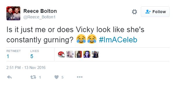 One viewer felt like Vicky was gurning the whole time