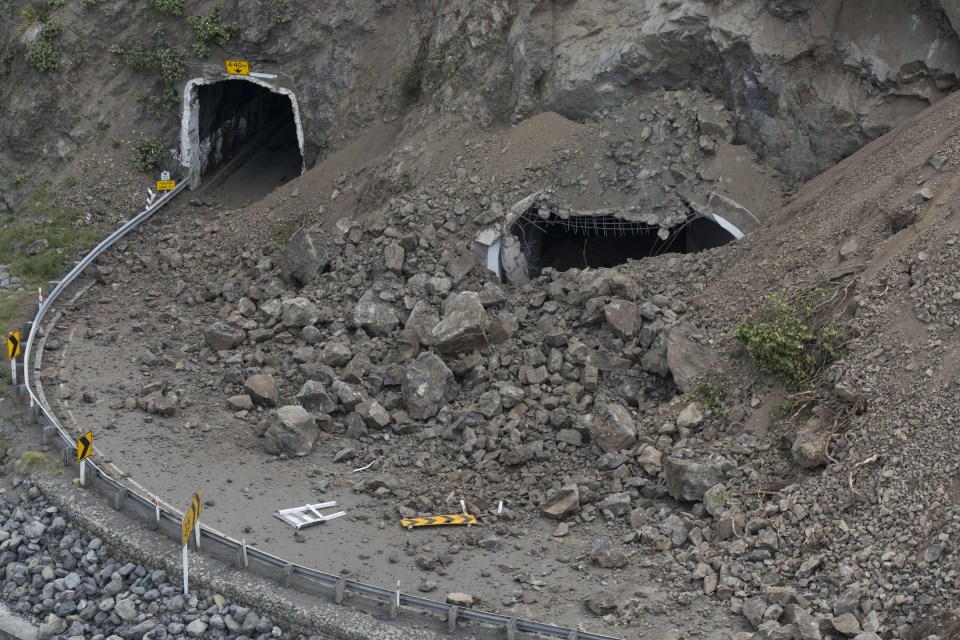  A state highway near Kaikoura, New Zealand is damaged after the powerful earthquake