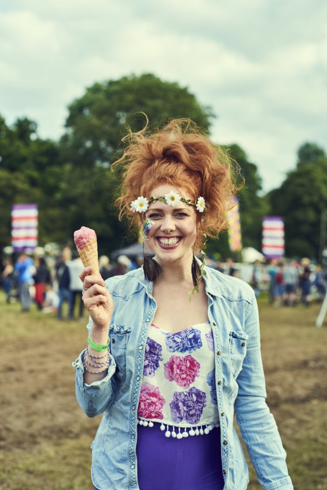 Portrait of woman having fun at a music festival