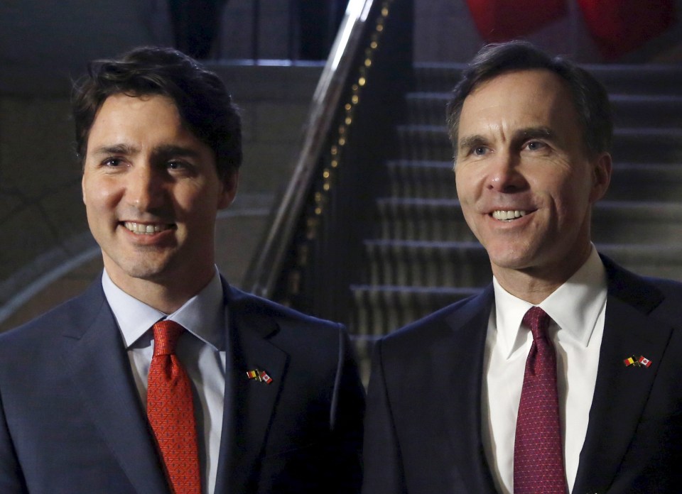 Mr Morneau, seen here with Canada's Prime Minister Justin Trudeau, also failed to rule out extending Nafta to include Britain