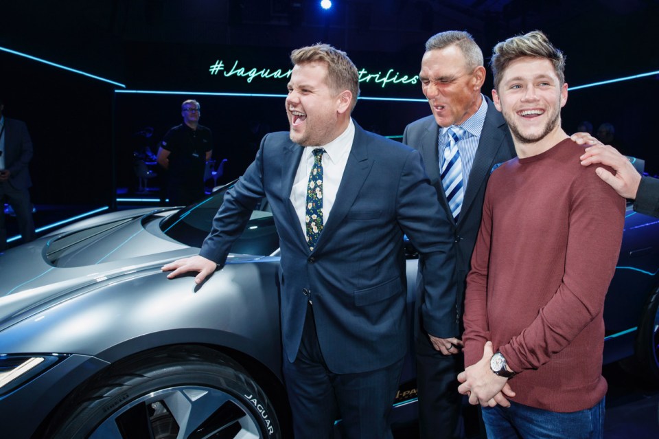  James Corden grabs Vinnie Jones by the balls to recreate iconic Gazza picture... while Niall Horan watches