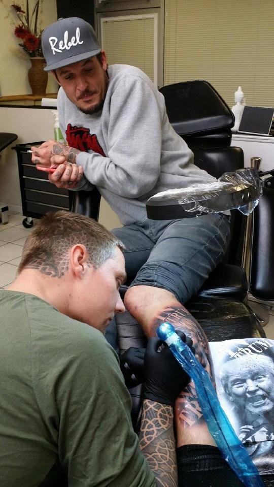 BRITISH TRUMP FAN GETS PRESIDENT-ELECTS FACE TATTOOED ON LEG