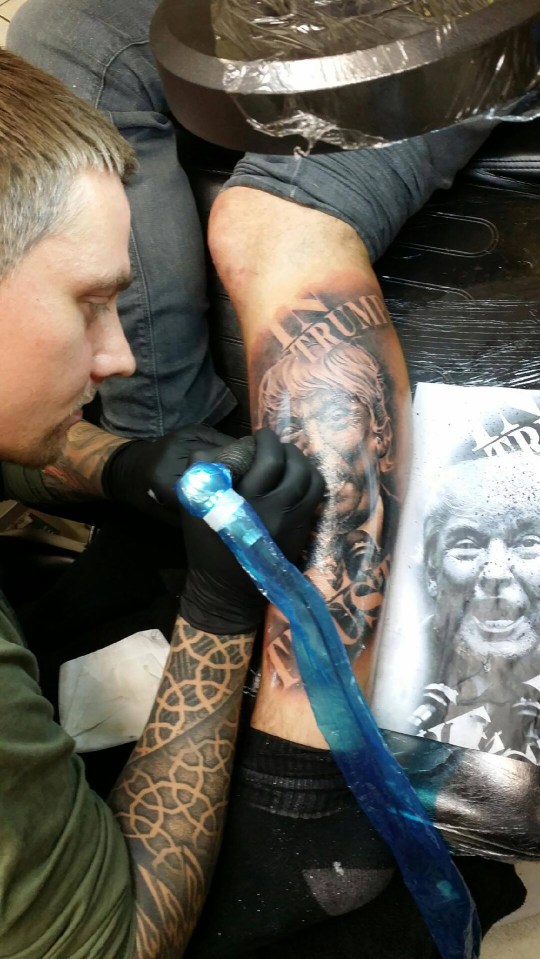 BRITISH TRUMP FAN GETS PRESIDENT-ELECTS FACE TATTOOED ON LEG