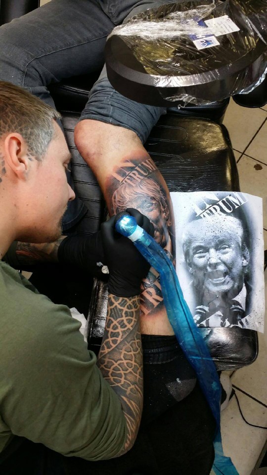 BRITISH TRUMP FAN GETS PRESIDENT-ELECTS FACE TATTOOED ON LEG