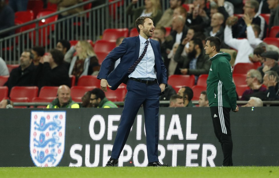 England interim manager Gareth Southgate looks dejected after Spain's second goal