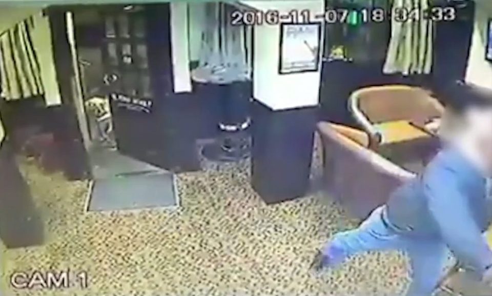 Blind man trashes pub with bar stool