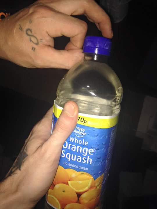  Home-made vodka in an orange squash bottle was also posted by one lag on his social media account