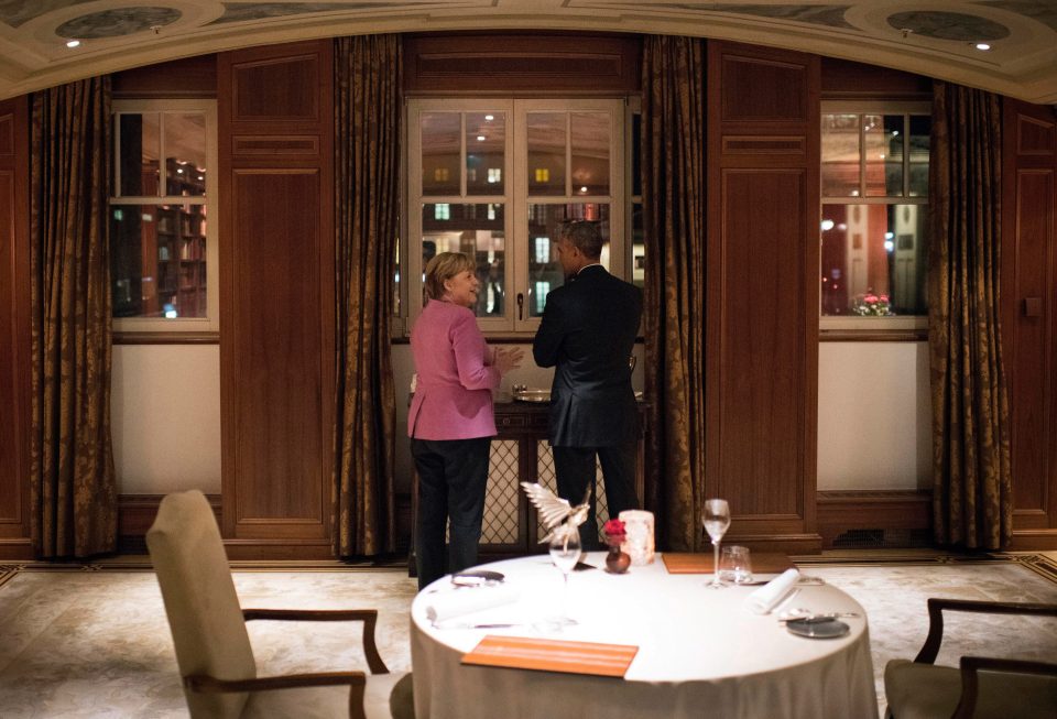  The friendly pair were pictured at the famous Adlon hotel