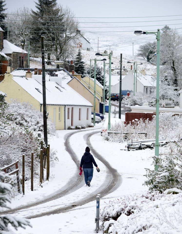 Heavy snow covers the village of Leadhill in South Lanarkshire