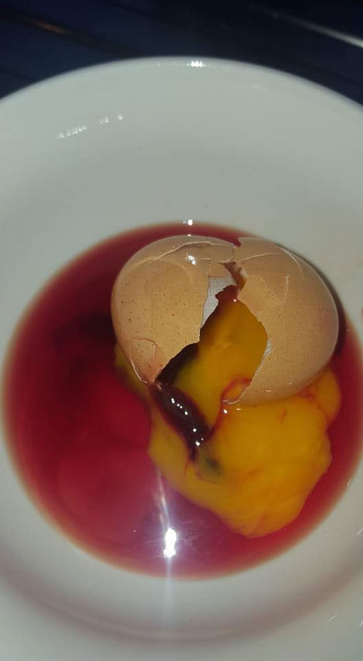 Dad Ady was horrified when he cracked open an egg to make breakfast and discovered blood inside