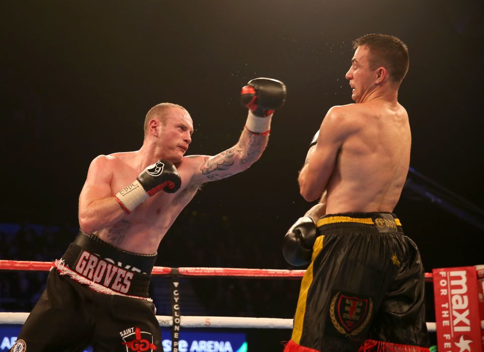  George Groves throws a punch at Eduard Gutknecht at Wembley