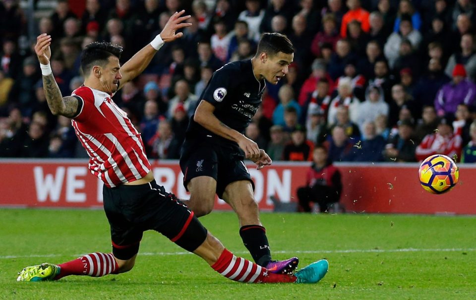 Liverpool star Philippe Coutinho shows the class against Southampton that makes him one of the current Prem greats action with Southampton's Jose 