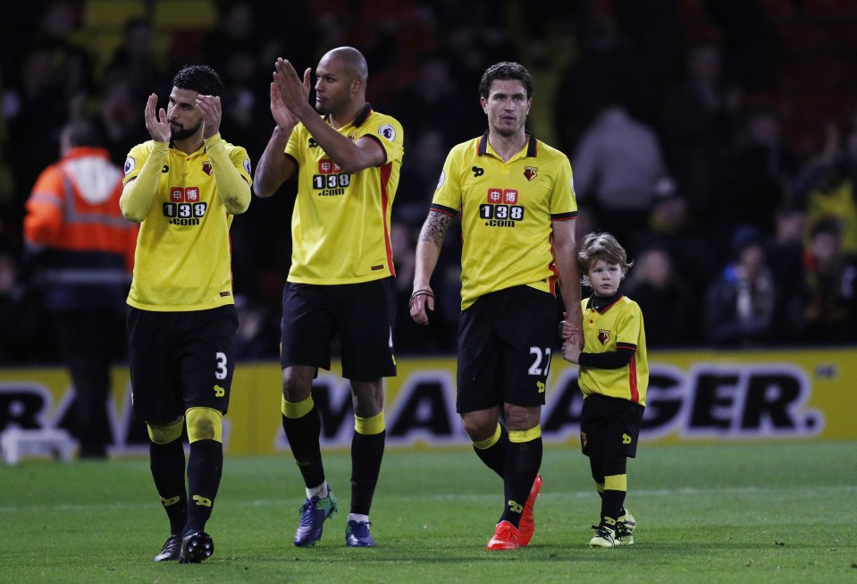 Watford celebrate victory over Leicester