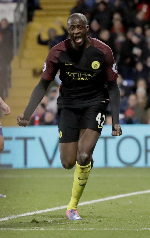 Yaya Toure scored twice for Manchester City against Crystal Palace on Saturday