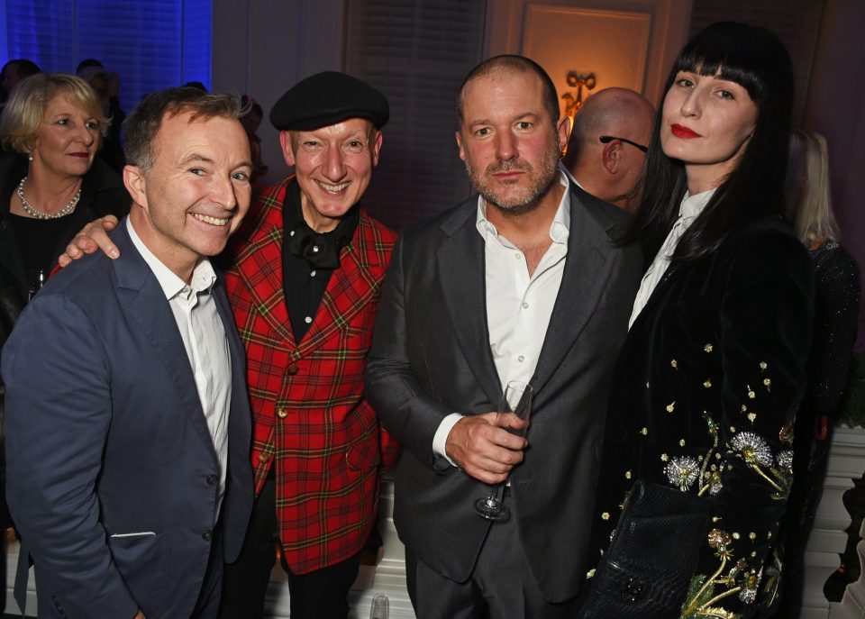 Tony Chambers, Stephen Jones, Sir Jony Ive and Erin O'Connor at the Claridge's Christmas Tree 2016 Party,