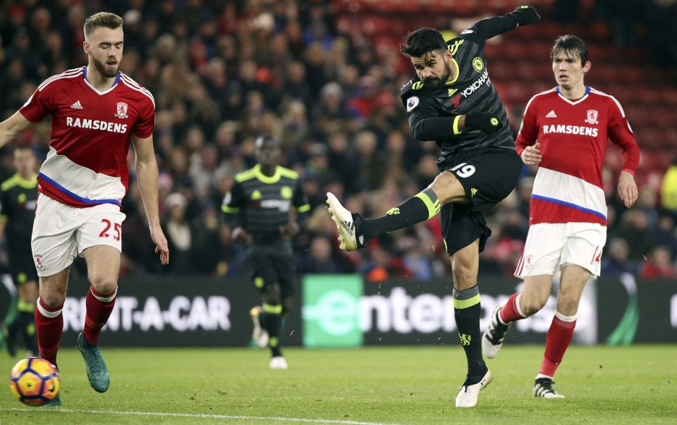 Diego Costa scored the only goal against Middlesbrough on Sunday