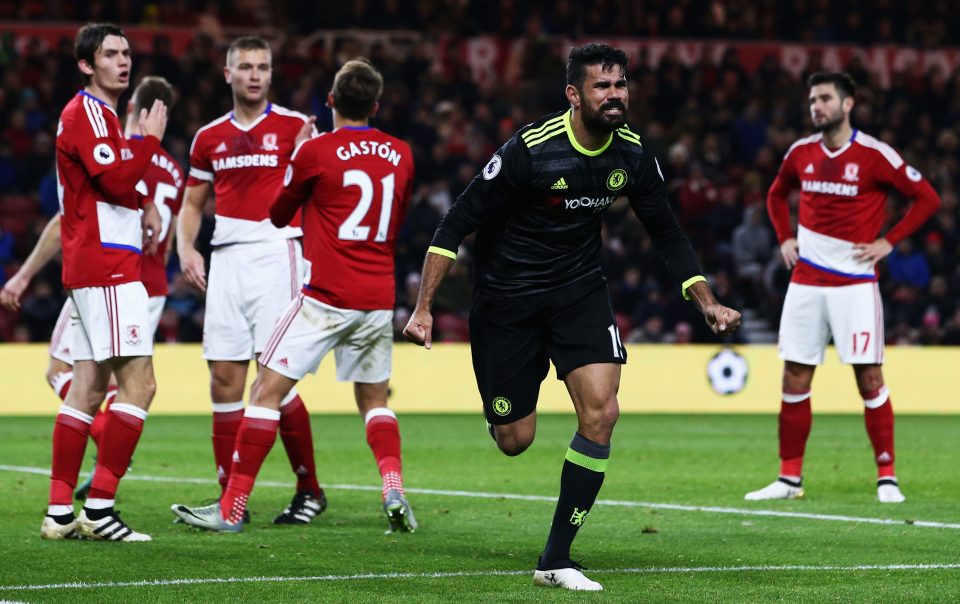  Diego Costa crashed home Chelsea's opener at the Riverside stadium