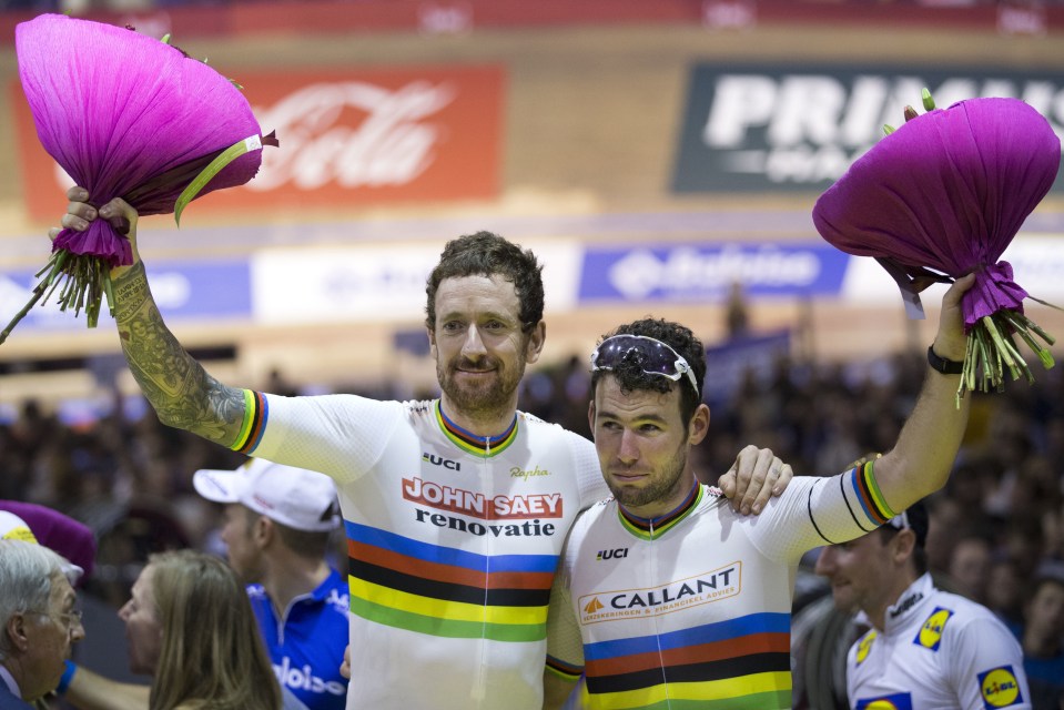  Bradley Wiggin and Mark Cavendish celebrate winning the six-day in Ghent