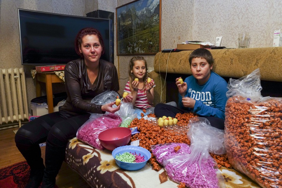 The family are paid 20 Romanian Lei — around £3.80 — for every 1,000 completed eggs they deliver