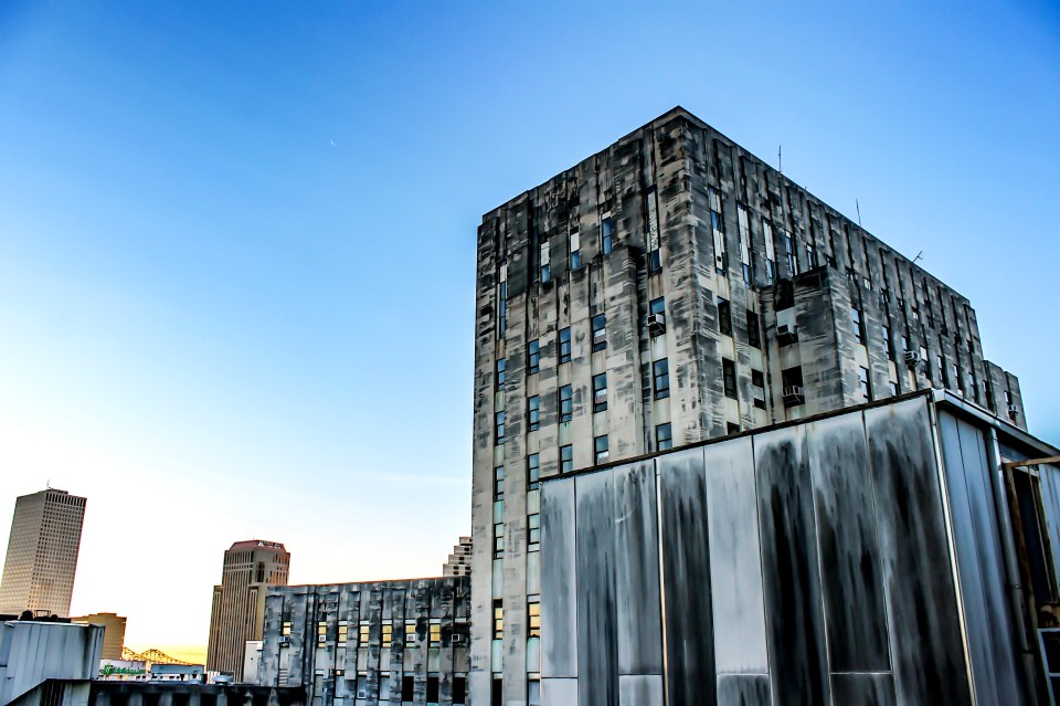 Decaying Charity Hospital in New Orleans was left abandoned after it was flooded by Hurricane Katrina