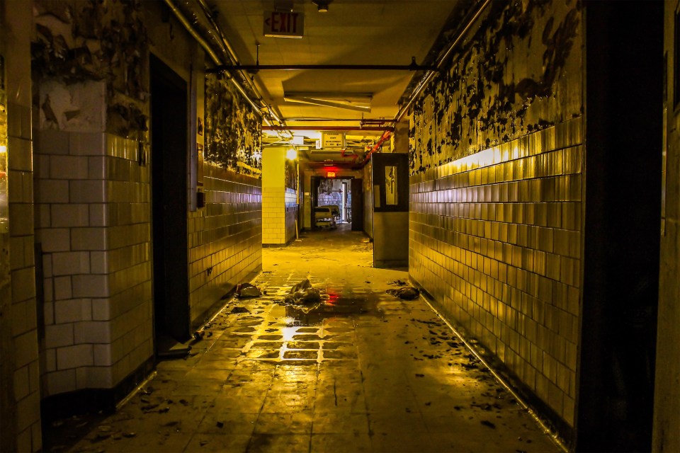 The spine-tingling pictures show decaying corridors plunging into darkness 