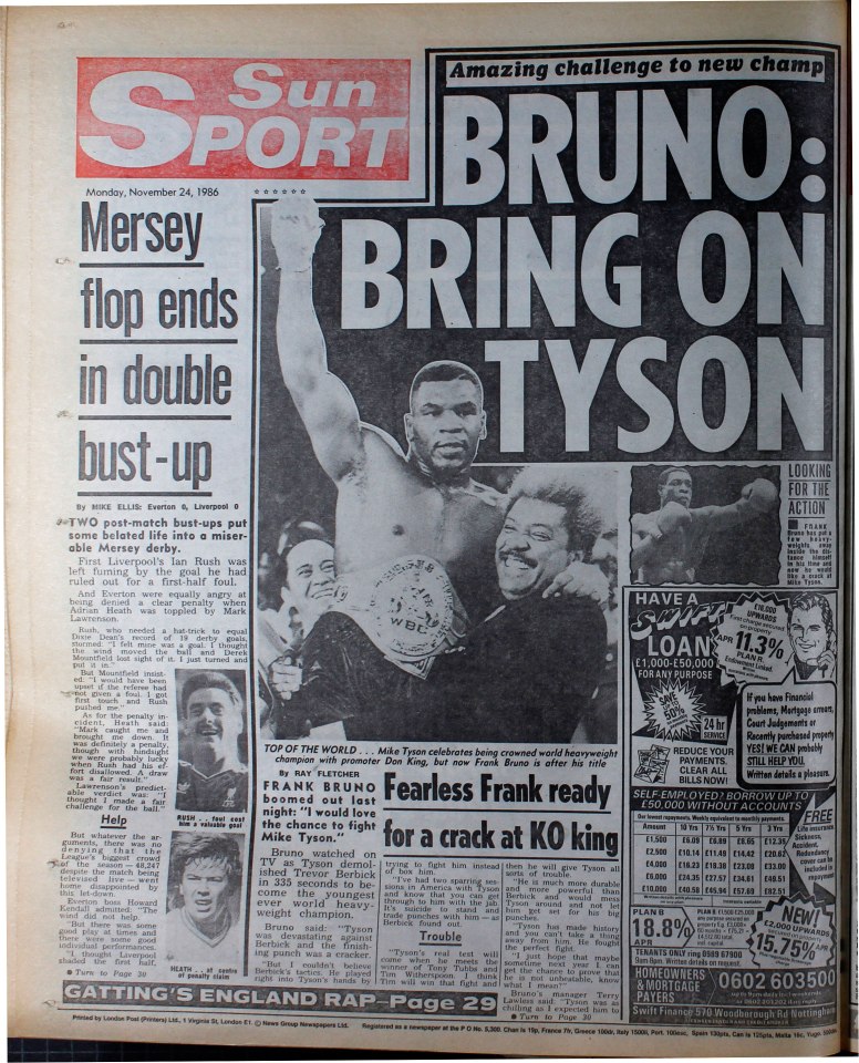 Briton Frank Bruno called out Mike Tyson in a bid to stop his domination - but was knocked out in the fifth round when they did fight