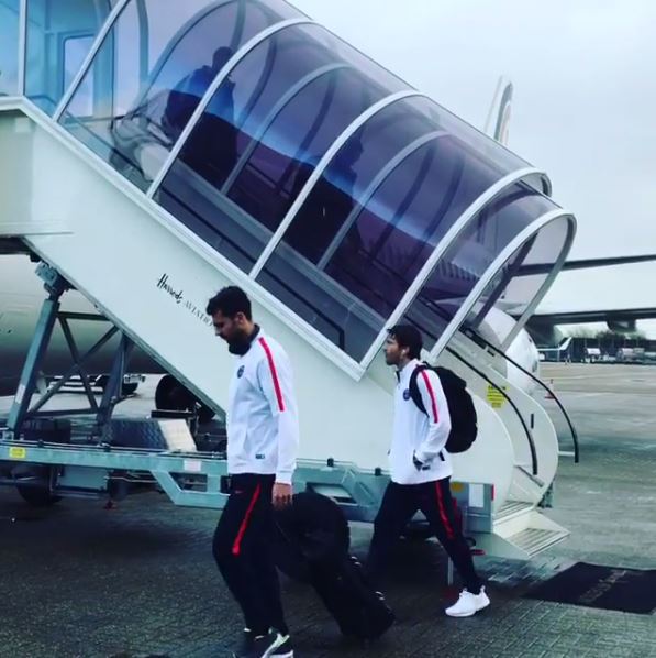  Paris Saint-Germain players arrive in London ahead of their Champions League match against Arsenal