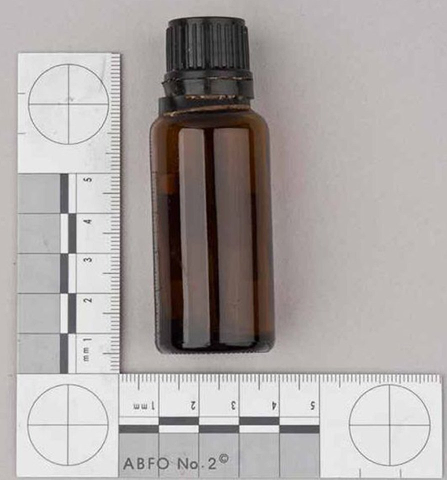 This brown bottle containing GHB was found in a bag next to victim Anthony Walgate's body