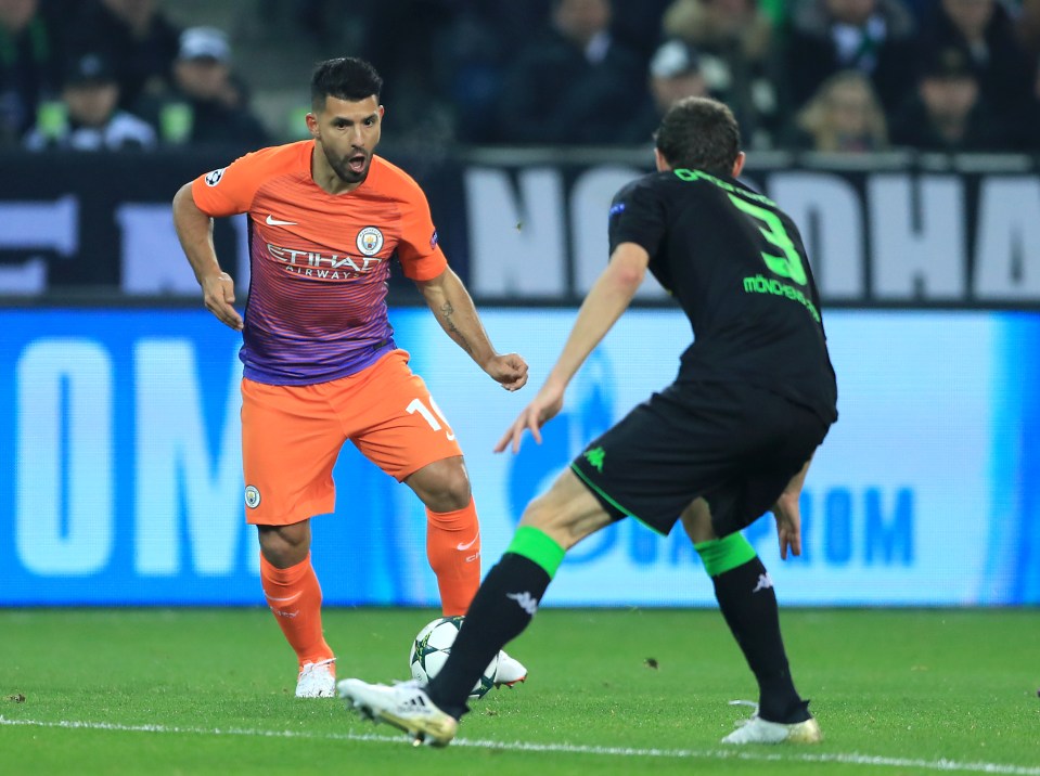 Sergio Aguero failed to add to his impressive scoring record against Gladbach