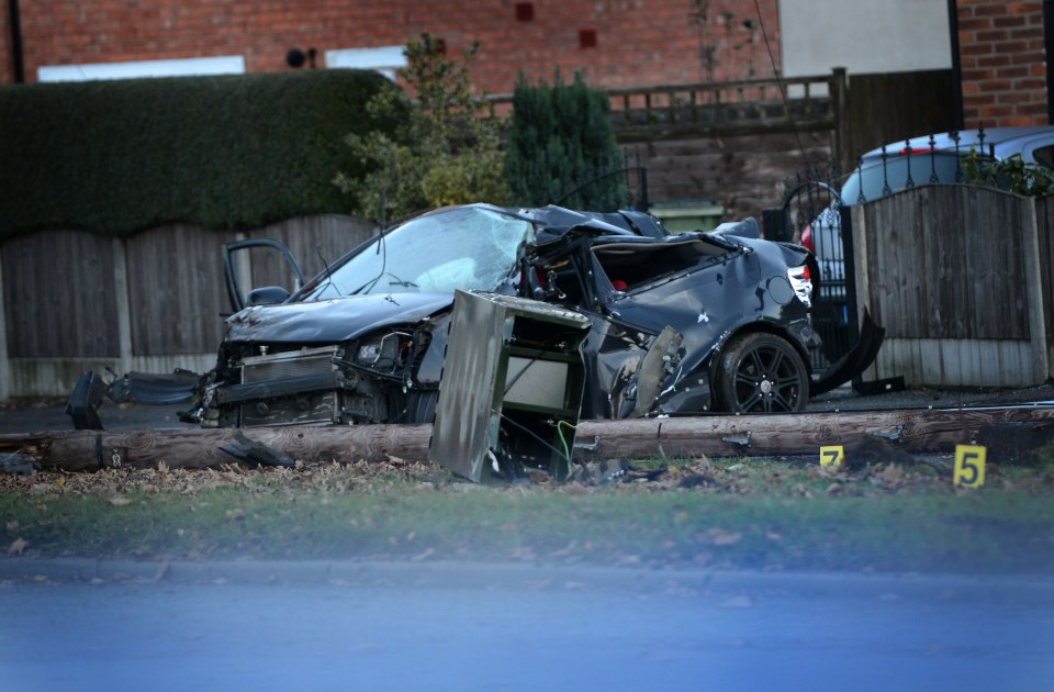 The car was seriously damaged when it crashed during a police chase