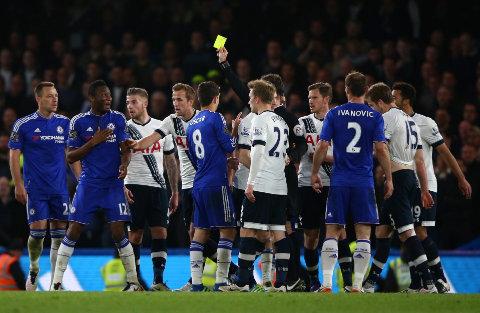  There were 12 yellow cards handed out with Chelsea and Tottenham last clashed