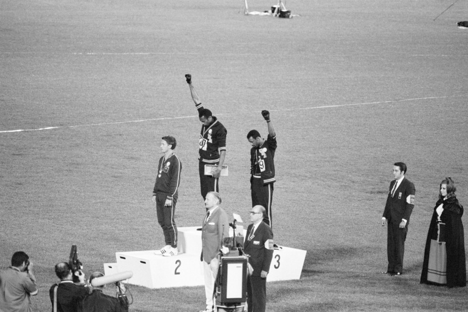 Olympic Medalists Giving Black Power Sign