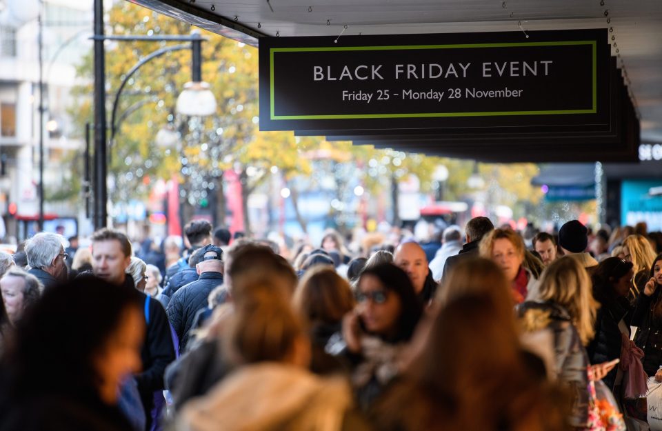  London’s Oxford Street was so busy shoppers were literally fighting to stay on the pavement