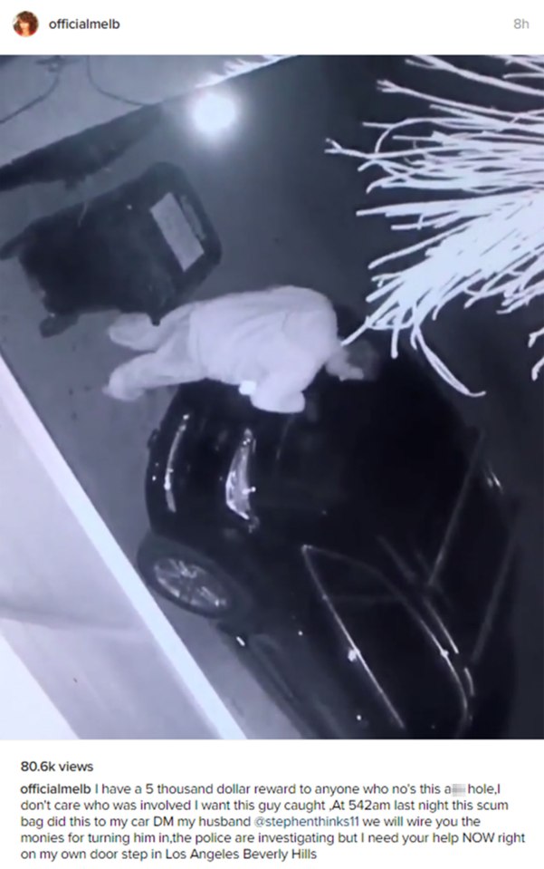  Mel B has released dramatic footage of a man breaking into her car