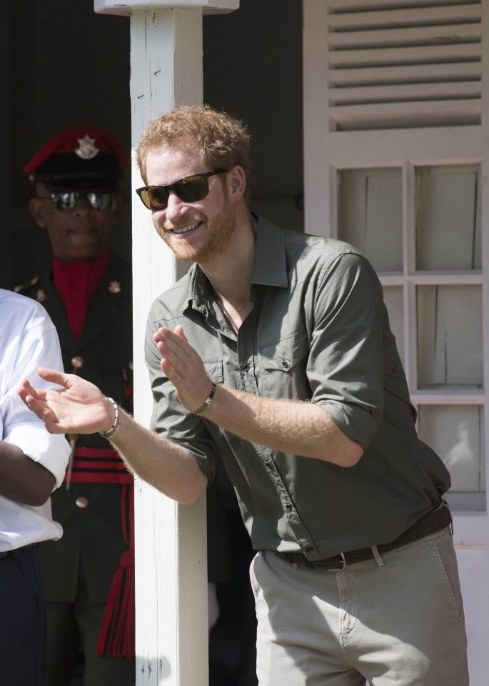  Popular Prince ... Harry laughed and joked with locals during his visit to Vermont village in St Vincent