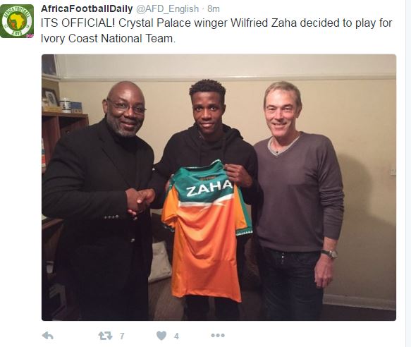 But he will now wear the orange of the Ivory Coast