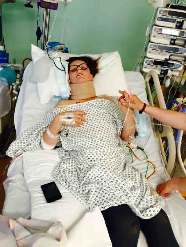 Kelsey in hospital after she fell from a 14-foot wall while trying to take a selfie