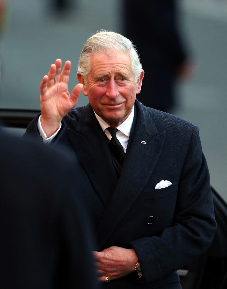  Prince Wales waves to the crowd as he arrives for the memorial service of The Duke of Westminster