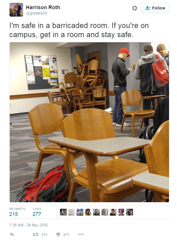  Students took to Twitter from barricaded rooms on campus