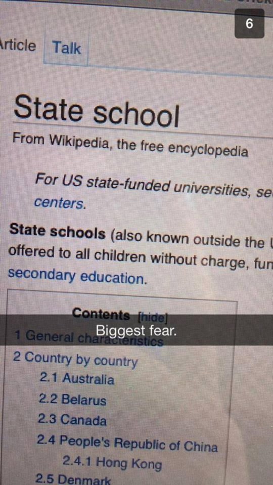  The ultimate fear - having to go to a state school