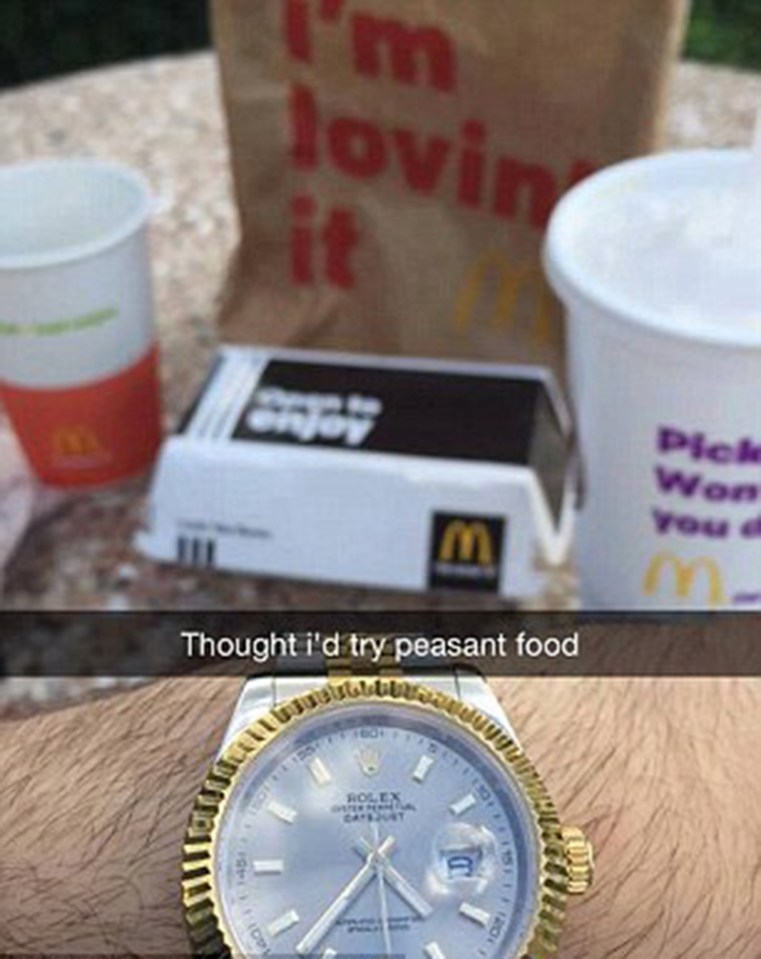  This joker thought they'd give 'peasant food' a bash with a McDonald's meal