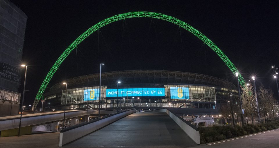 Wembley Stadium lit the arch green as a tribute