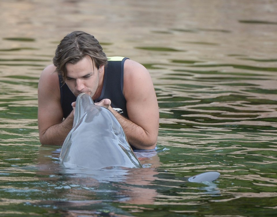 Nathan followed during their day out at Discovery Cove in Florida