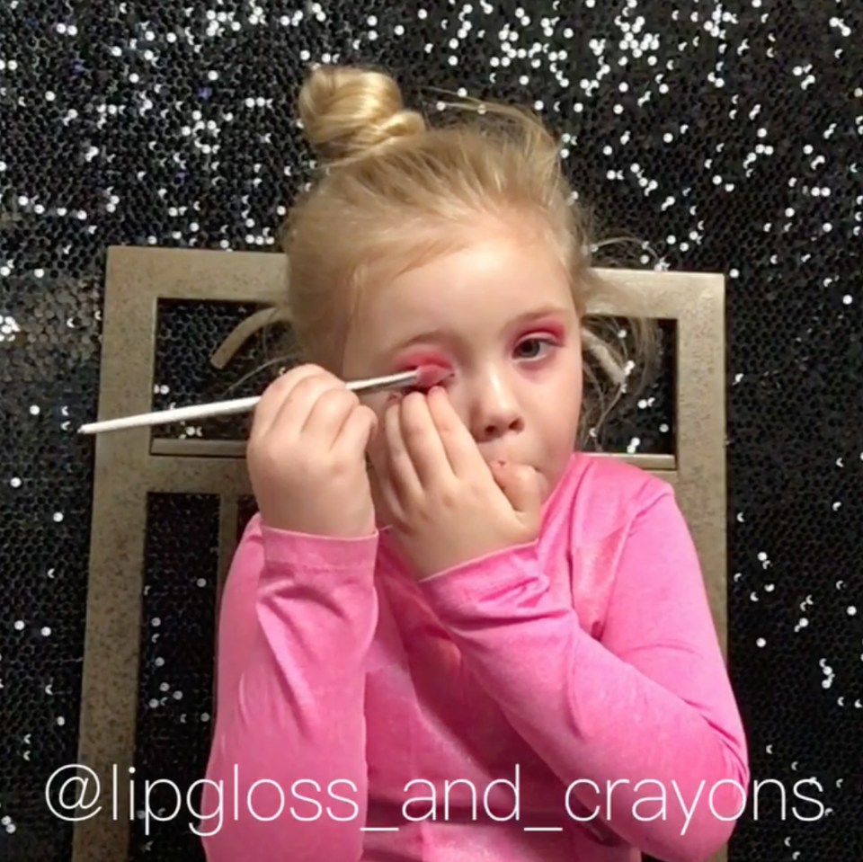 The girls show how to apply products such as eye shadow and lip gloss