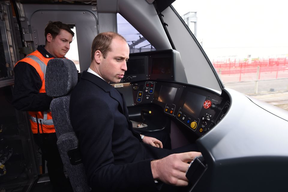  Prince William ... Duke tries his hand at driving a train during visit to one of Britain's biggest carriage works