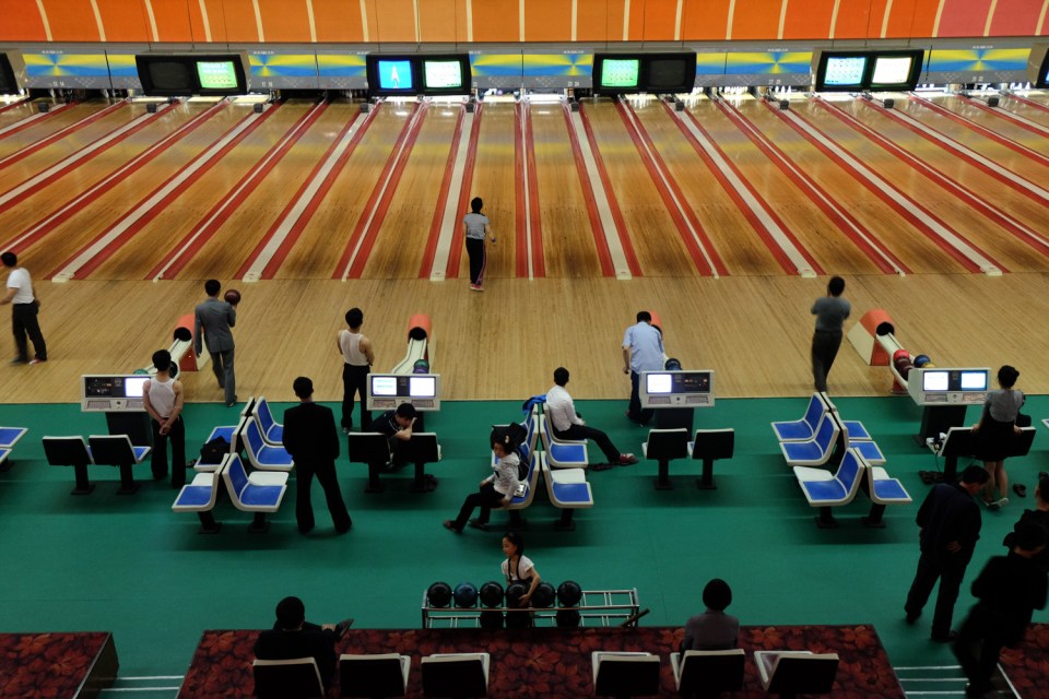  The 'Golden Lane' bowling alley in the capital of Pyongyang