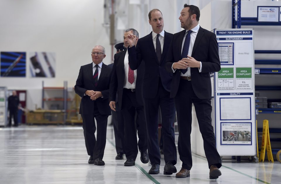  He inspected the assembly and aerospace testing line with Rolls Royce chiefs